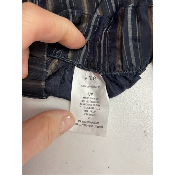 Vince size S Womens Black Satin Cupro Stripe Pull On Trouser/ pants pockets - Picture 8 of 12